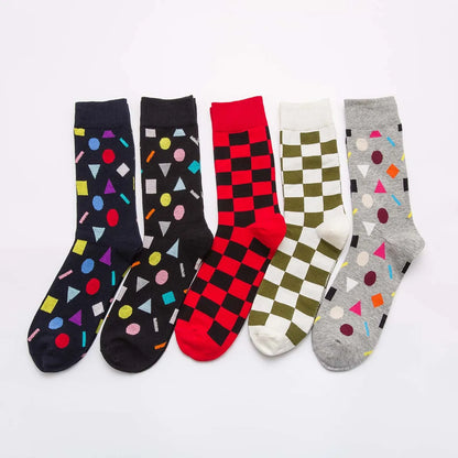 5-6 Pairs New High Quality Combed Cotton Men Socks Women Happy Fashion Novelty Skateboard Crew Casual Funny Socks for Men