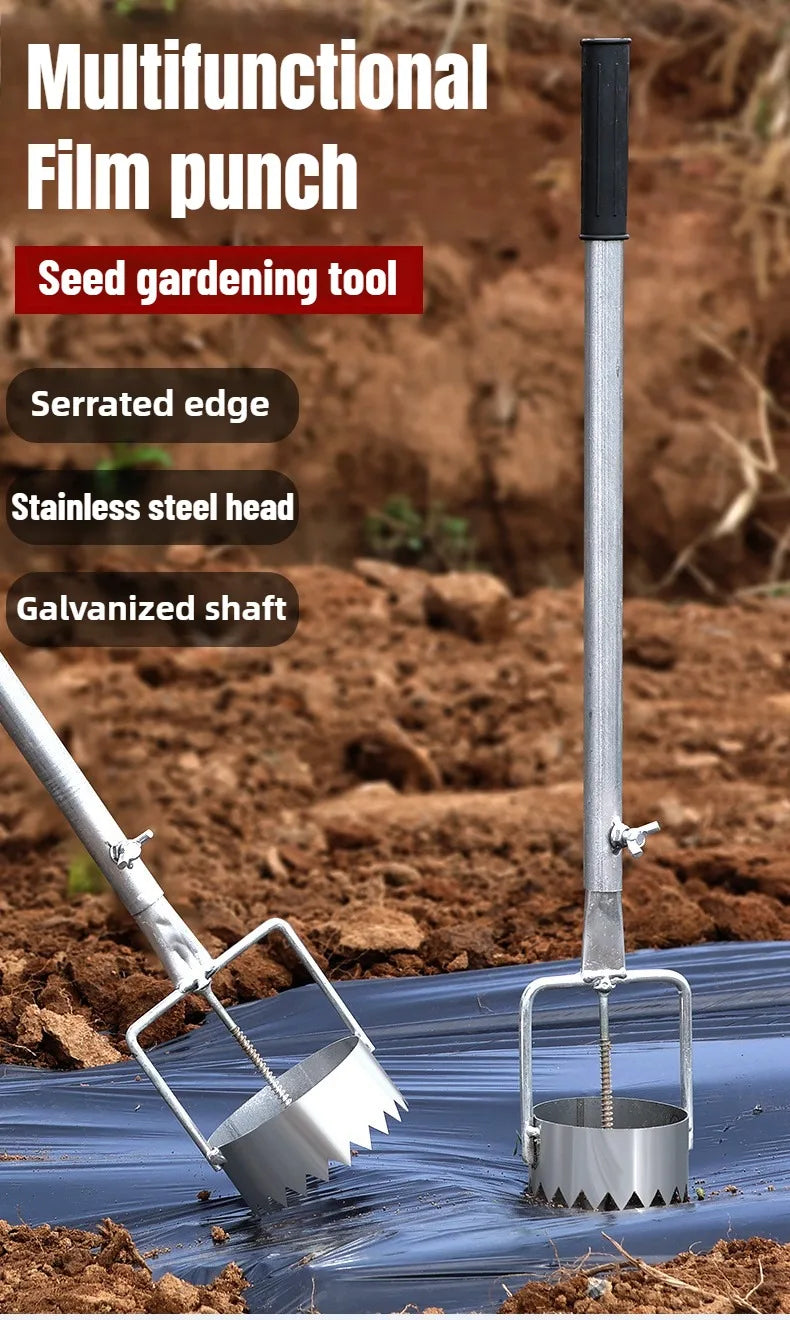 Durable Metal Film Puncher Vegetable Planting and Transplanting Agricultural Film Breaker Plastic Films Puncture Gardening Tool
