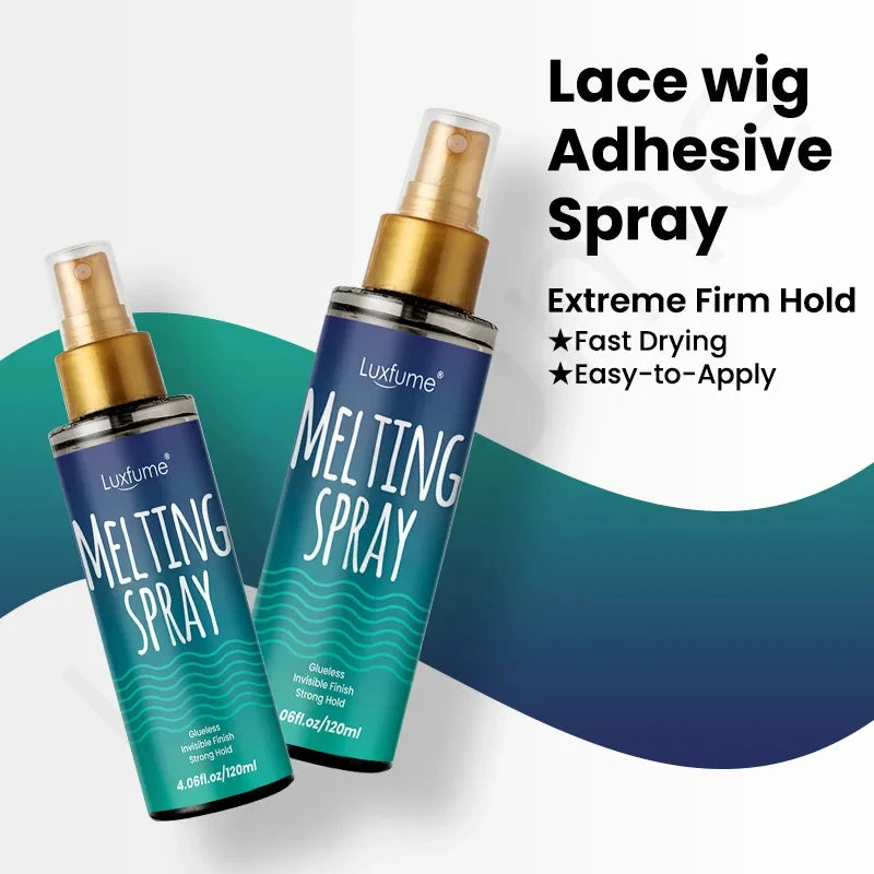 1 bottle Luxfume 120ml Lace Wig Glue Quick Drying Spray, Long Lasting, Invisible Lace, Natural Melting and Holding Mousse