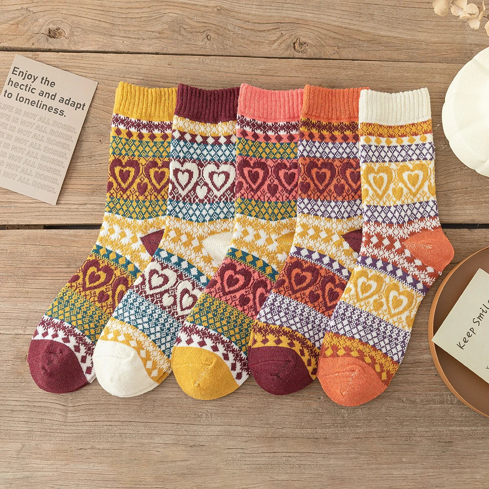 5Pairs New Design Witner Socks Thick Warm Christmas Socks Man Women Couple Socks Free Size 9022