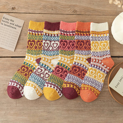 5Pairs New Design Witner Socks Thick Warm Christmas Socks Man Women Couple Socks Free Size 9022