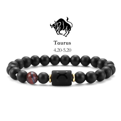 12 Zodiac Bracelets Natural Stone Cancer Virgo Leo Libra Bracelet Couples Friendship Gifts Bracelets Jewelry pulsera hombre