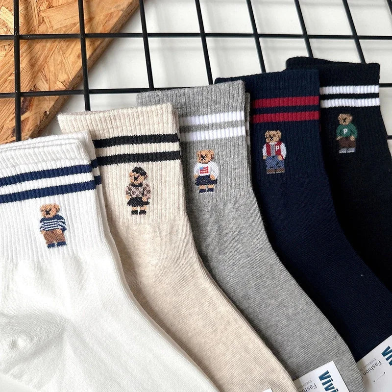 Good Quality Cartoon Elegant Lady Bear Women's  Cute Socks Cotton Harajuku Style Woman Novelty Breathable Sox Christmas Gifts