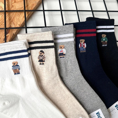 Good Quality Cartoon Elegant Lady Bear Women's  Cute Socks Cotton Harajuku Style Woman Novelty Breathable Sox Christmas Gifts