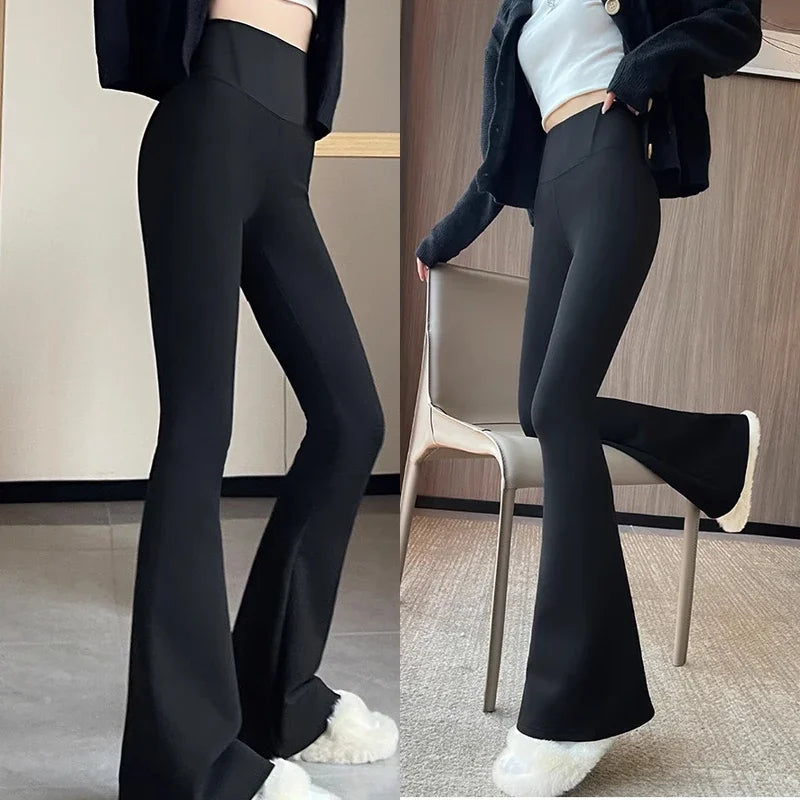 Women Flare Pants Slim High Waist Solid Sexy Shark Flare Pants Fashion Casual Streetwear Elastic Butt Lift Skinny Leggings