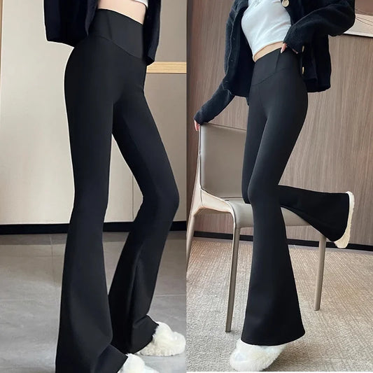 Women Flare Pants Slim High Waist Solid Sexy Shark Flare Pants Fashion Casual Streetwear Elastic Butt Lift Skinny Leggings