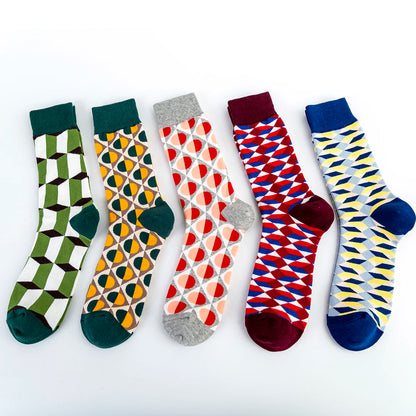 5-6 Pairs New High Quality Combed Cotton Men Socks Women Happy Fashion Novelty Skateboard Crew Casual Funny Socks for Men