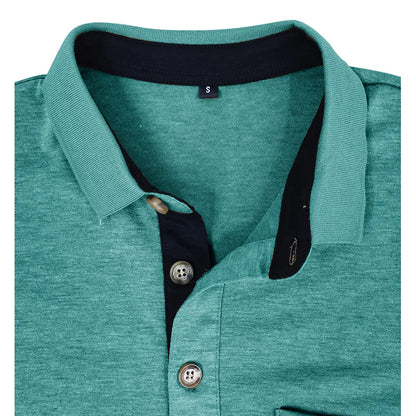 Spring Trend Men's Long Sleeve Casual Tshirt Solid Lapel Button Up Pullover Tops Autumn Turn Down Collar Bottoming Polo Shirt