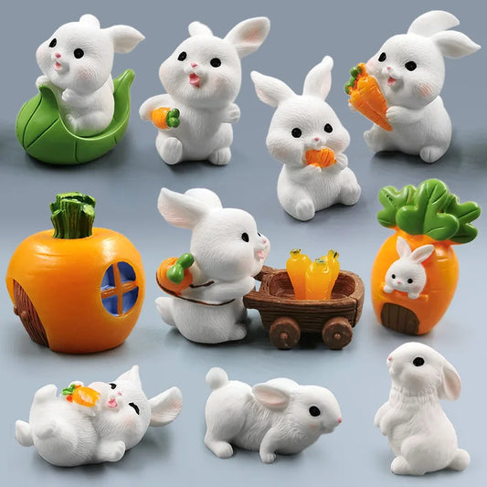 2025 Hot Easter Cute Rabbit Figurine Diy Landscape Home Kawaii Room Decor Miniature Fairy Garden Decoration Accessories Modern