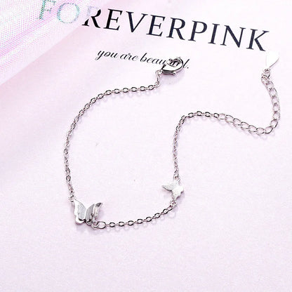 VENTFILLE 925 Sterling Silver Diamond-Studded Butterfly Bracelet Women's Fashion Temperament Flower Adjustable Bracelet