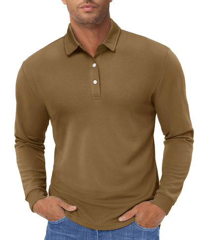 TACVASEN Long Sleeve Polos Quick Dry T-shirts Mens Breathable Sports Tees Casual Golf Polo Shirts Work T-shirt Pullover Tops Man