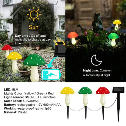 12LEDS Solar Panel Mushroom Fairy Light Garden Outdoor Decor Waterproof Night Lamp Yard For Christmas Wedding Party Decoration