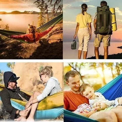 Outdoor Single Person Camping Hammock With Nylon Color Matching Hammock High Strength Parachute Fabric Portable Hanging Bed