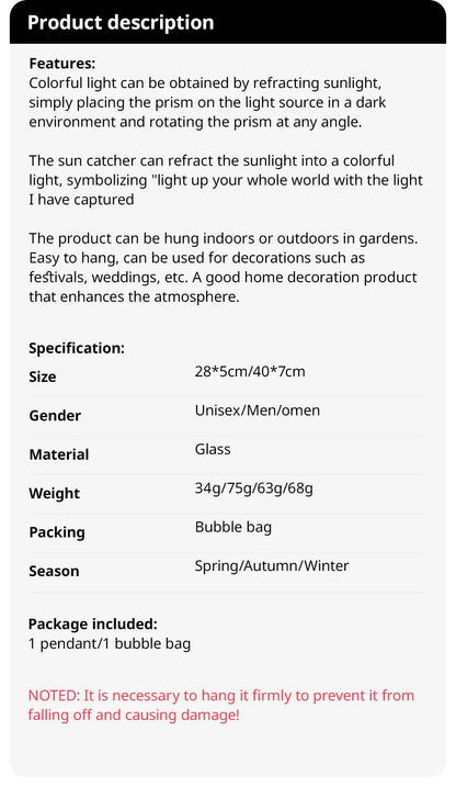 1 Piece Rainbow Made Crystal Suncatcher, Raw Stone Moon Home Decor for Garden Bedroom Balcony Pendant