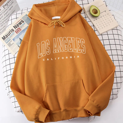 Women's Hoodies Los Angeles California Letter Printing Pocket Hoodie Casual Oversize Long Sleeve Clothes New In sweatshirts