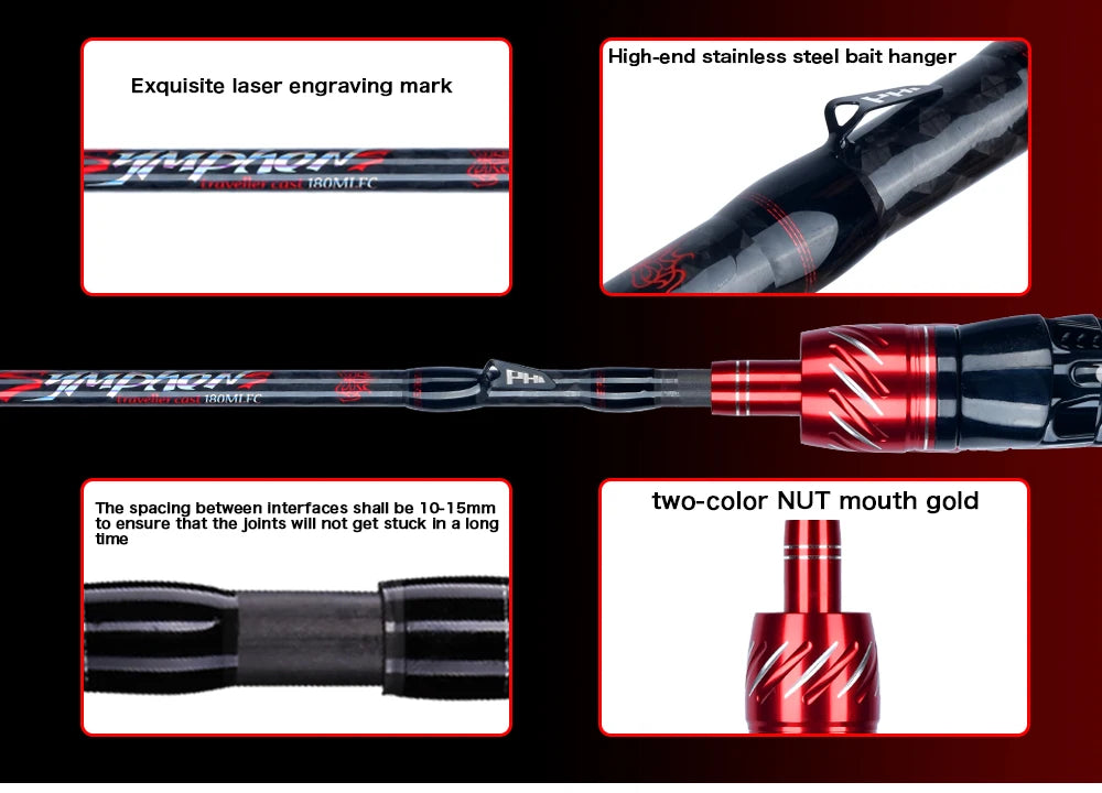 BIUTIFU Spinning Casting Fuji Lure Mini Traveller Rock Fishing Rod 3.0/2.4/2.1/1.8m T800Carbon Baitcasting Ultralight Fast 5-42g