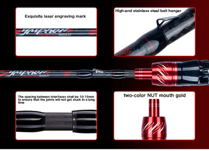 BIUTIFU Spinning Casting Fuji Lure Mini Traveller Rock Fishing Rod 3.0/2.4/2.1/1.8m T800Carbon Baitcasting Ultralight Fast 5-42g