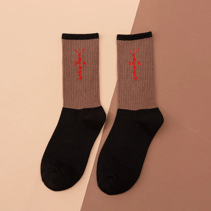 Mid Tube Cotton Socks for Sports Skateboarding with Unique Ghost Face Role-playing Design colour socks