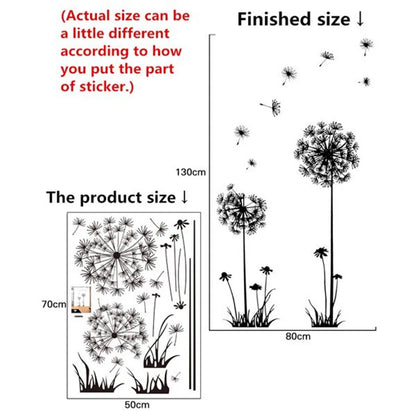 Black Dandelion Sitting Room Bedroom Wall Stickers Household Adornment Decor Decals Mural Art Poster On The Wall DIY Improvement