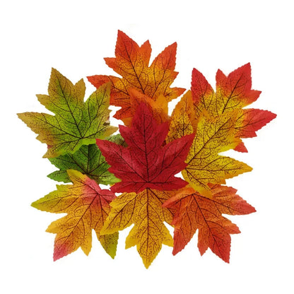 50pcs Artificial Maple Leaf Halloween Harvest Festival Home Decoration Boneless Feel Red Single Piece Artificial Maple Leaf