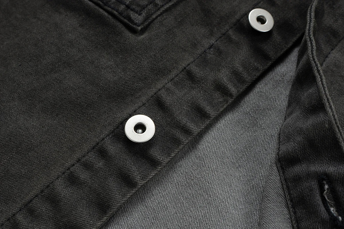 High Street Ribbons Dirty Washed Black Baggy Jeans Jacket for Men and Women Harajuku Y2k Casual Denim Coat Oversized Clothes