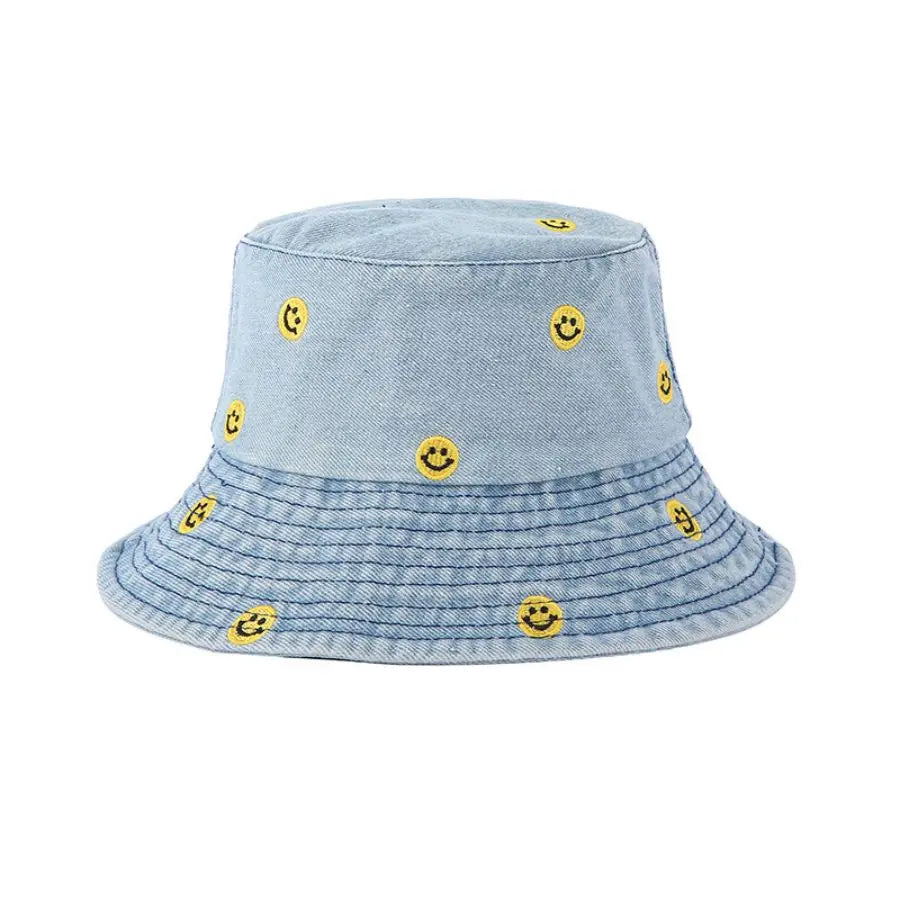 Spring Summer Strawberry Embroidery Denim Jeans Bucket Hat Legent Fisherman Hats for Women Foldable Sport Sun Beach Panama Caps