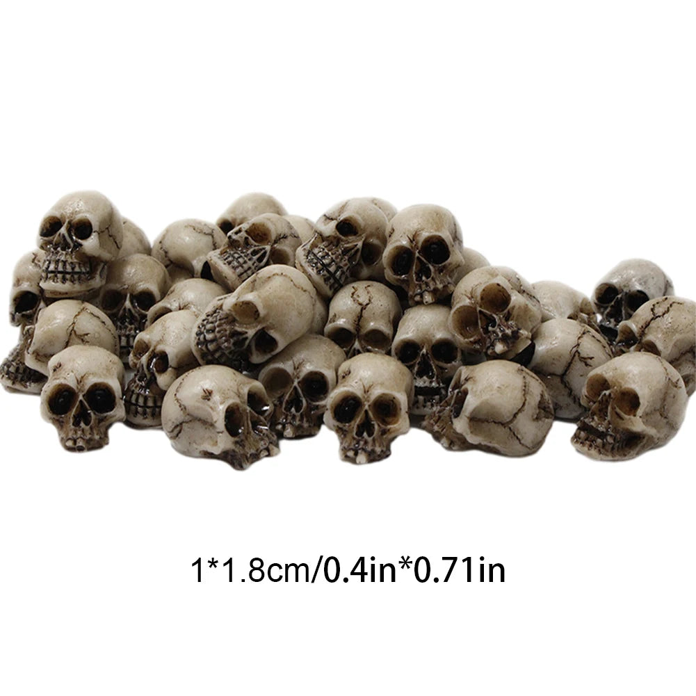 20Pcs Gothic Skull Sculptures Collectable Halloween Decoration Skeleton Statues Ornament Landscape Garden Potted Plant Decor