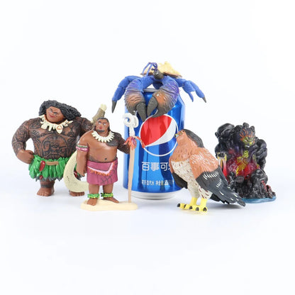 6/10Pcs Set Disney Movie Moana Figure Dolls Set Demigod Maui Moana Waialiki Heihei Action Figure Model Kids birthday Gift