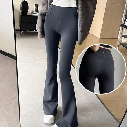 Women Flare Pants Slim High Waist Solid Sexy Shark Flare Pants Fashion Casual Streetwear Elastic Butt Lift Skinny Leggings