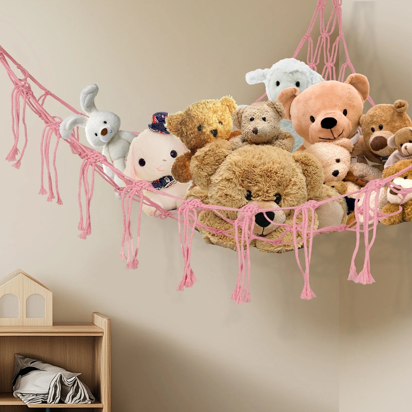 Stuffed Animals Storage Hammock Large Capacity Net Macrame Boho Home Kids Bedroom Decoration Corner Hanging Toy Organizer Nets