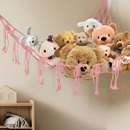 Stuffed Animals Storage Hammock Large Capacity Net Macrame Boho Home Kids Bedroom Decoration Corner Hanging Toy Organizer Nets