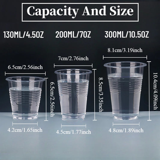 50/100PCS Disposable Clear Plastic Cup Outdoor Picnic Plastic Cup Drinking Cup for Parties Birthdays Weddings Camping Utensils