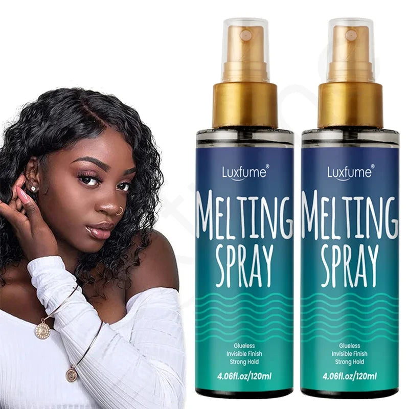 1 bottle Luxfume 120ml Lace Wig Glue Quick Drying Spray, Long Lasting, Invisible Lace, Natural Melting and Holding Mousse