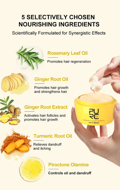 PURC Ginger Hair Mask Rosemary Hair Treatment Smoothing Repair Damaged Nourish Masks Hair Care Products