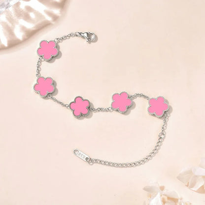 Lucky Clover Women's Hand Bracelets Double Sided Flowers Jewellery Gifts Stainless Steel Bracelet Gold Plated Bracelets Man