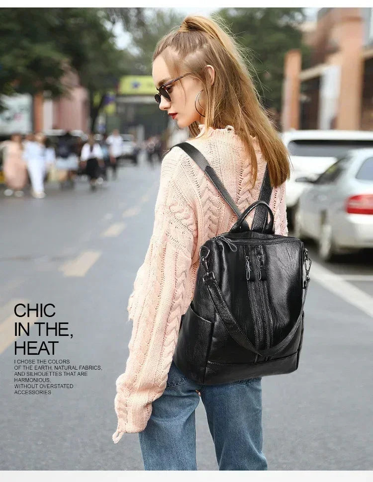 1/3Pcs Genuine Leather Backpack Women's Travel Bag Fashion Women's Fashion Bag Tide Casual Fashion Soft Leather Shoulder Bag