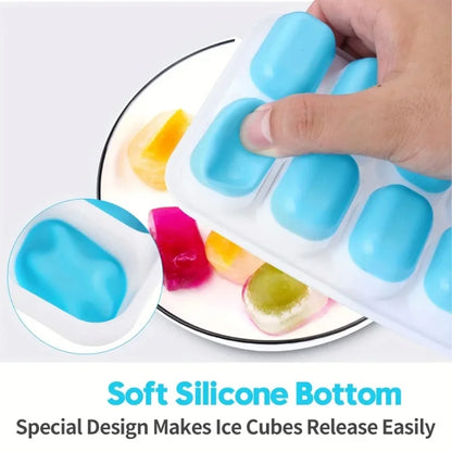 1 Pc Silicone Ice Cube Mold Easy-release Flexible Mold With Spill-resistant Removable Reusable Lidstackable Ice Tray With Cover