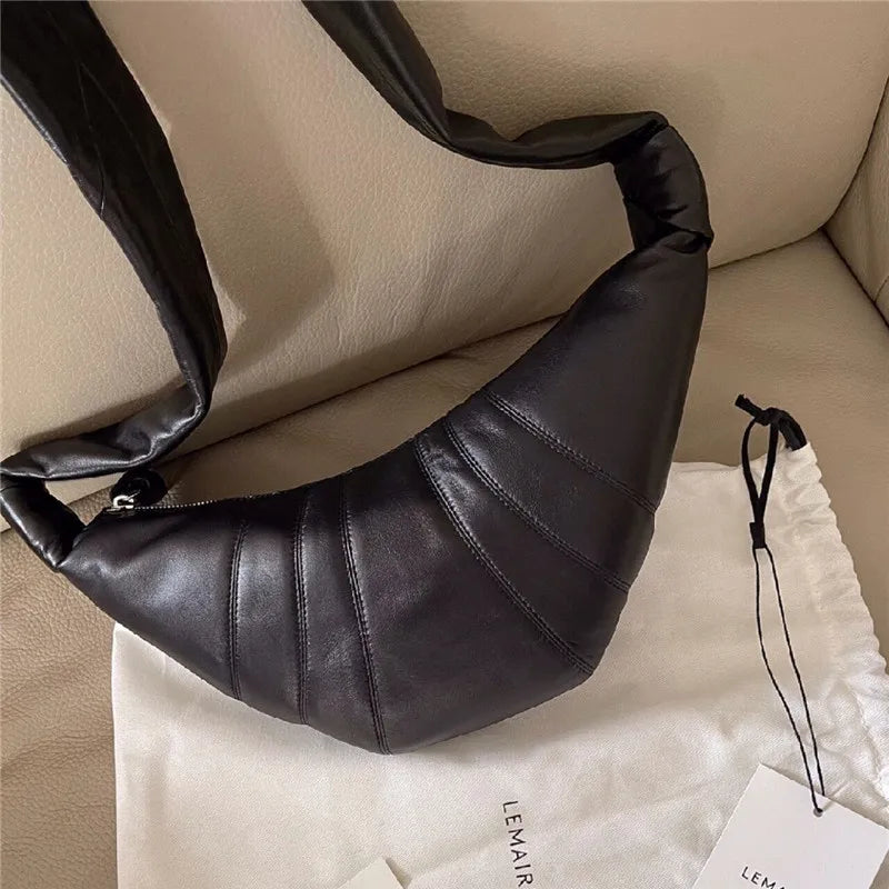 Luxury Brand Lambskin Croissant Bag Genuine Leather Croissant Bag Trendy Must-have Shoulder Crossbody Bag Couple Style