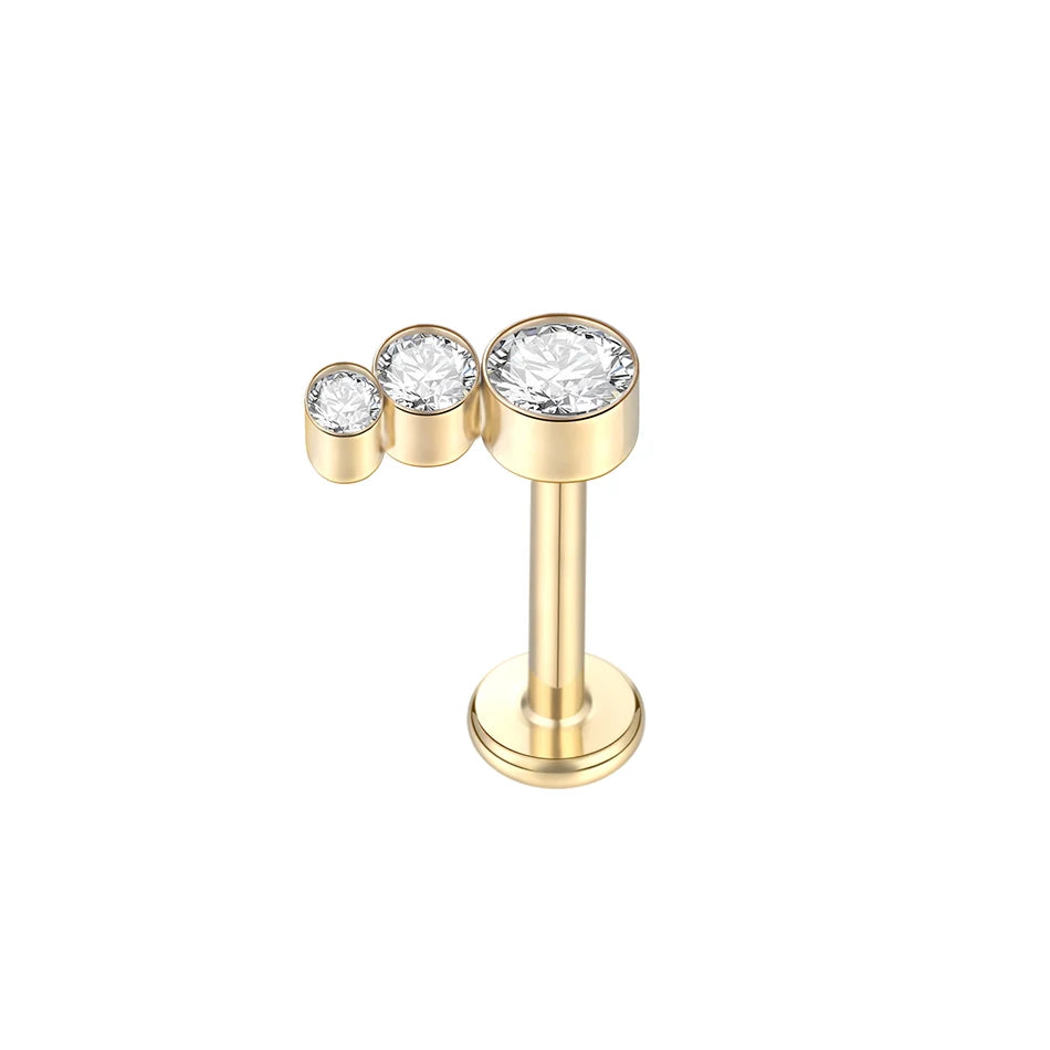 1pcs Titanium Piercing Cross Flower Stud Earring Internally Threaded Cubic Zircon Tragus Helix Piercing Body Jewelry