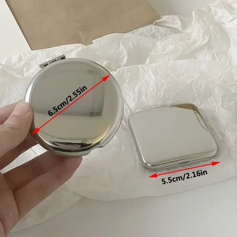 Handheld Double-Sided Small Mirror Portable Makeup Folding Flip For Student Dormitory Cute Small Mirror