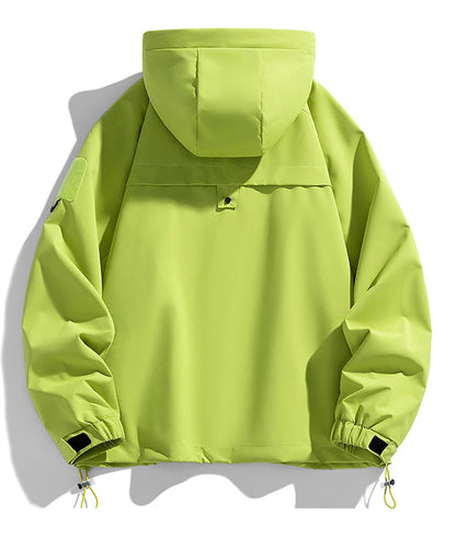 Windbreakers Men Hooded Jacket Zipper Coat Cargo Waterproof Black Bomber Camping Loose Thin Softshell Hooded Hiking Jacket