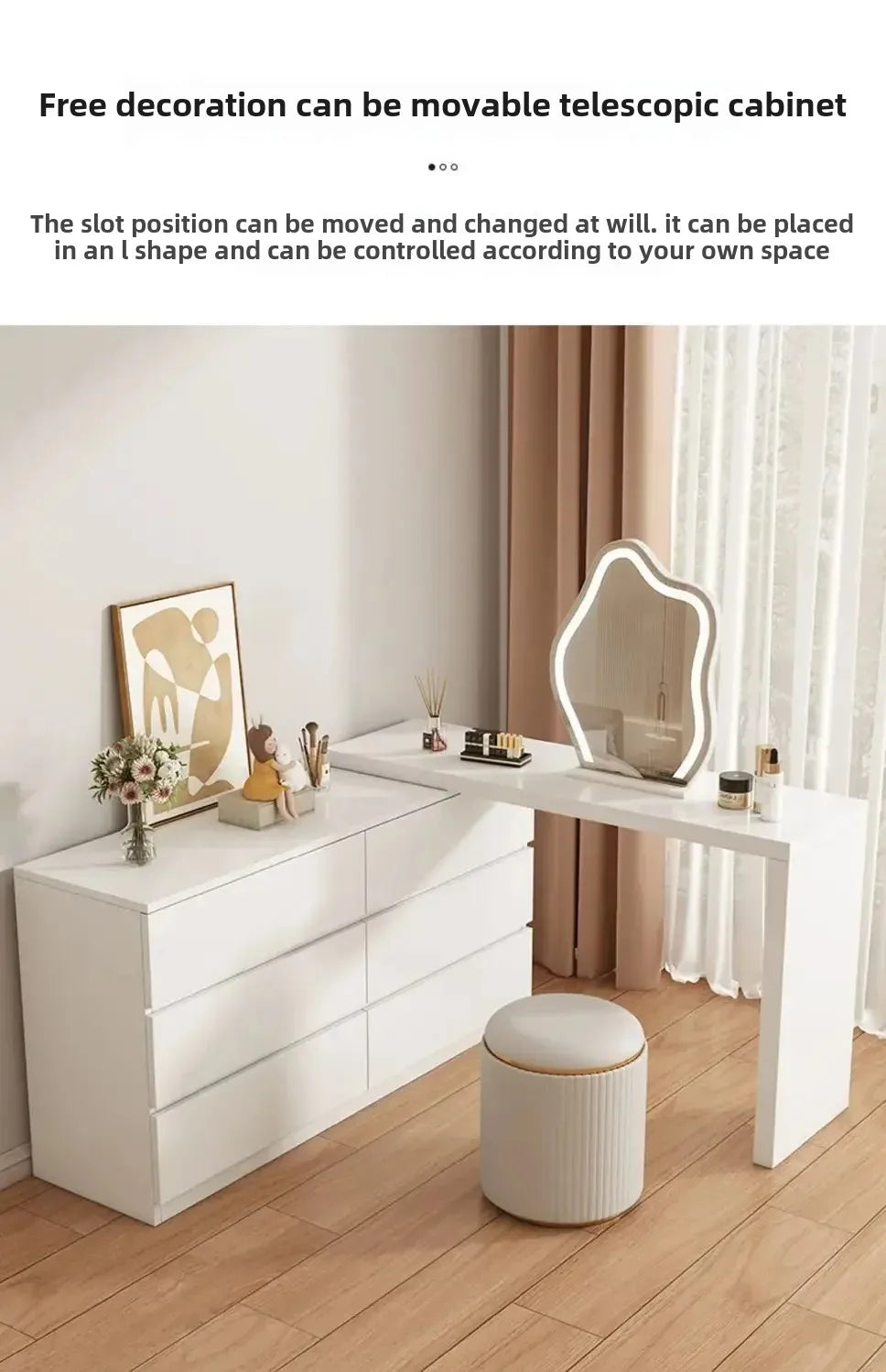 Luxury Dressing Table Drawer White Makeup Mirror Corner Desk Dresser Table Cabinet Organizers Storage Penteadeira Home Furniture