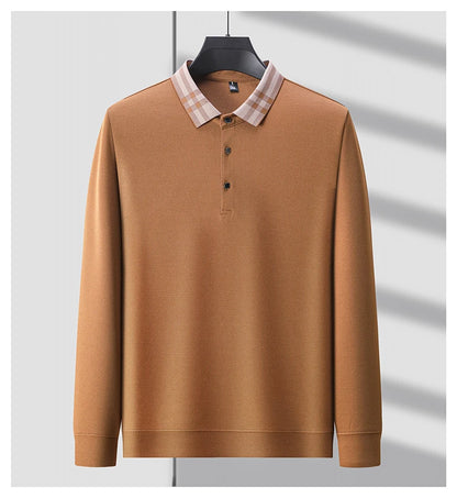 Light luxury brand polo shirt long sleeved spring and autumn new style comfortable and breathable casual striped lapel T-shirt