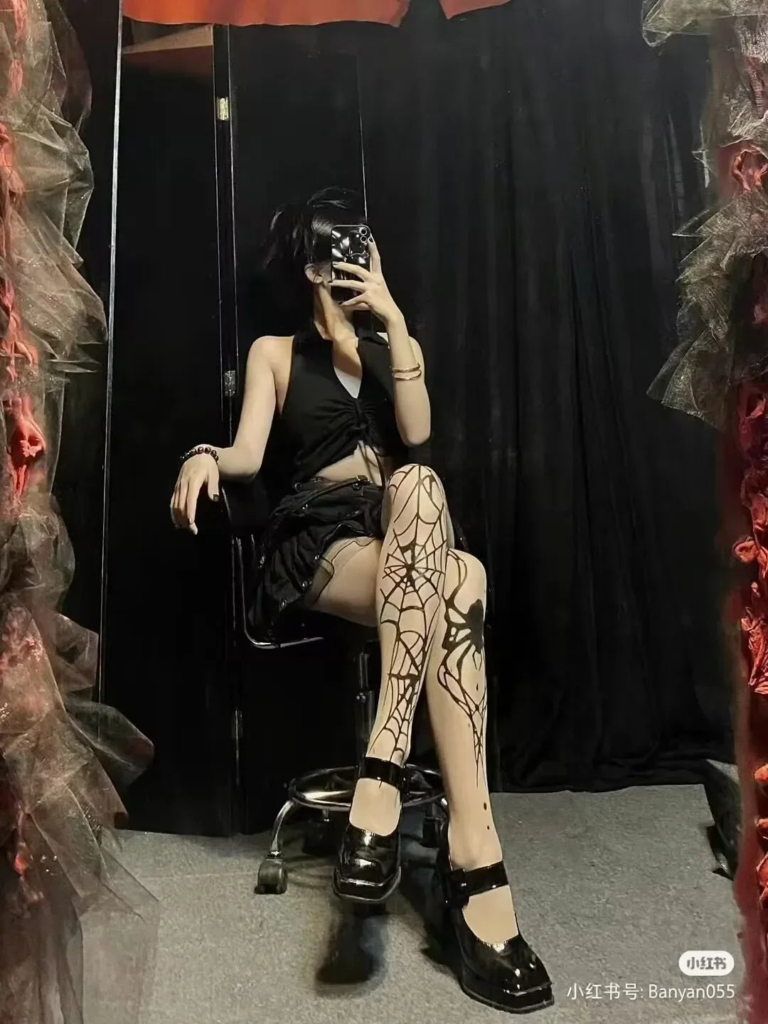 Gothic Vintage Dark Fishnet Tights Stocking Women Emo Alternative Sexy Spider Web Witch Pantyhose Y2k E-girl Cyber Punk Socks