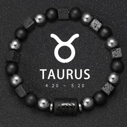 12 Zodiac Bracelets Natural Stone Cancer Virgo Leo Libra Bracelet Couples Friendship Gifts Bracelets Jewelry pulsera hombre