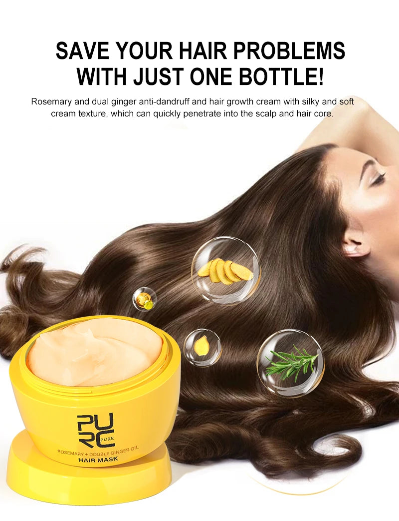 PURC Ginger Hair Mask Rosemary Hair Treatment Smoothing Repair Damaged Nourish Masks Hair Care Products