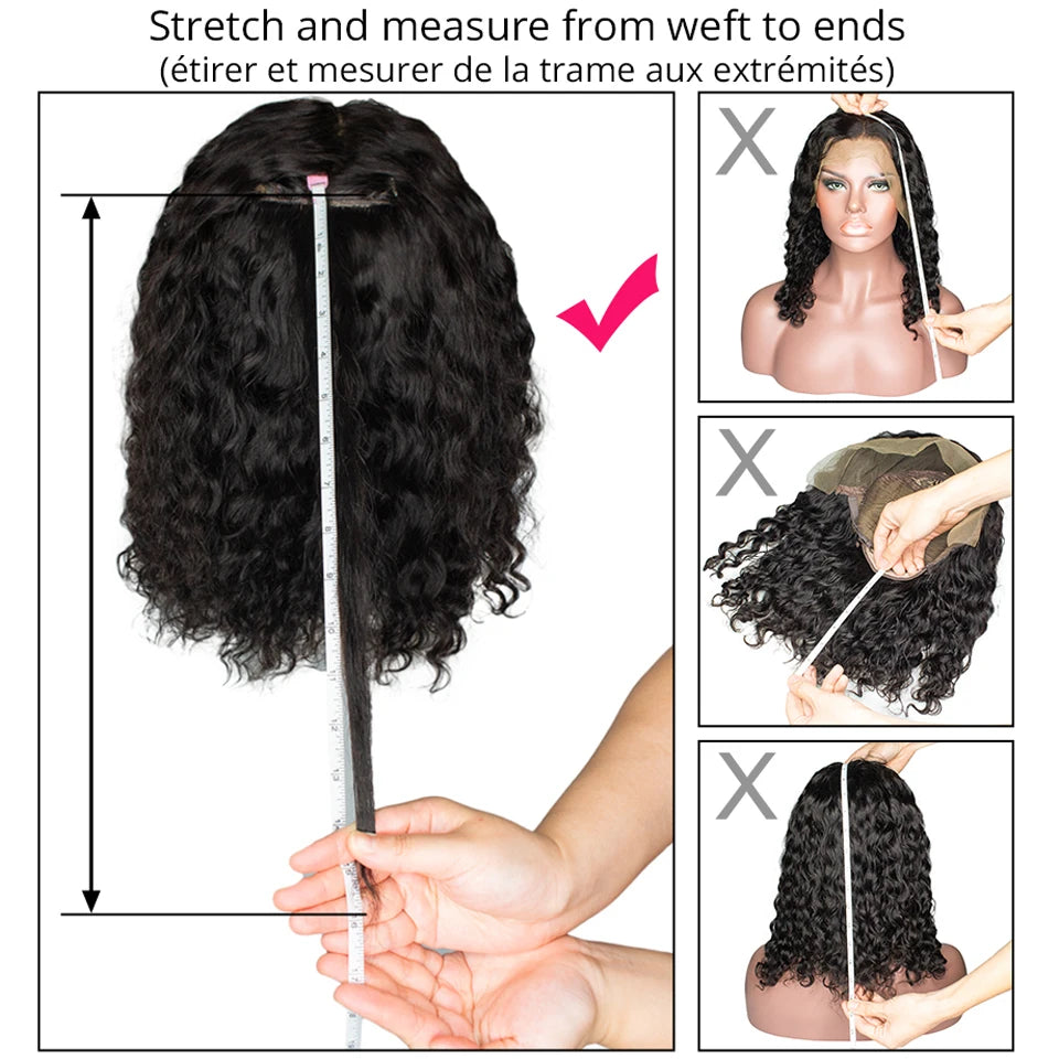 Brazilian Deep Wave Bob Wig 13x4 Lace Frontal Wig Human Hair Natural Hairline Remy Short Curly Closure Wig Preplucked Baby Hair