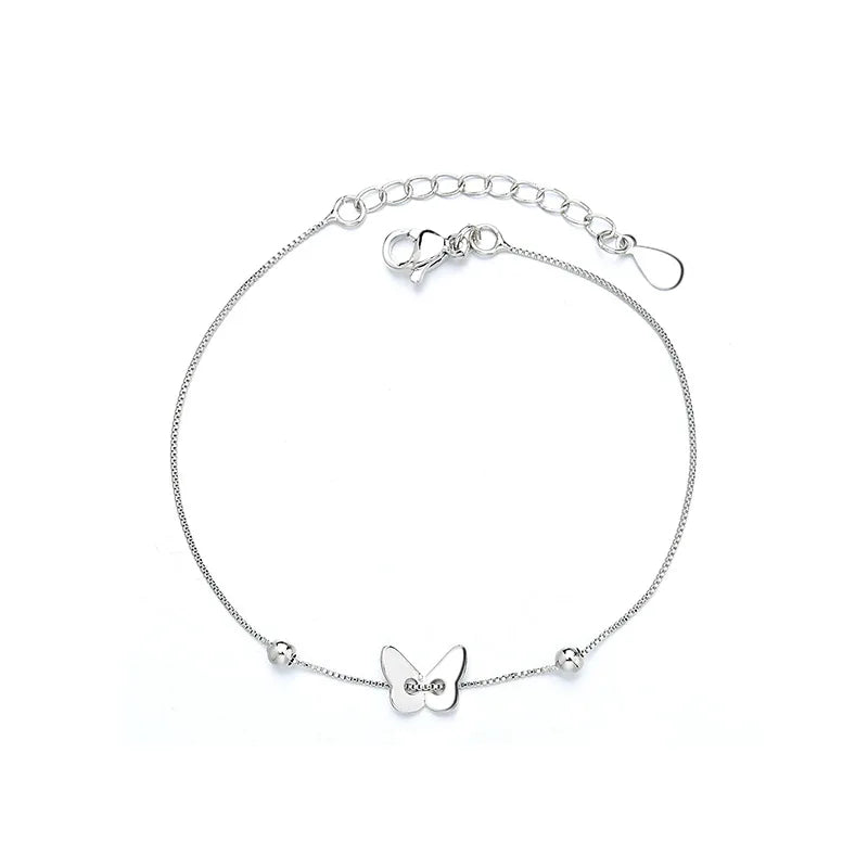 VENTFILLE 925 Sterling Silver Diamond-Studded Butterfly Bracelet Women's Fashion Temperament Flower Adjustable Bracelet