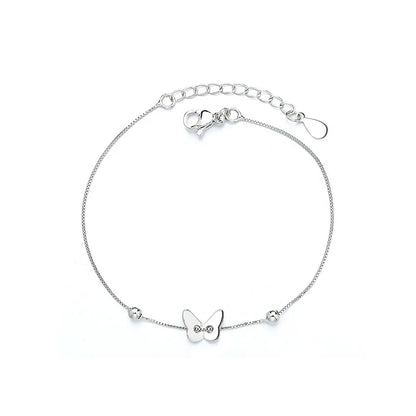 VENTFILLE 925 Sterling Silver Diamond-Studded Butterfly Bracelet Women's Fashion Temperament Flower Adjustable Bracelet