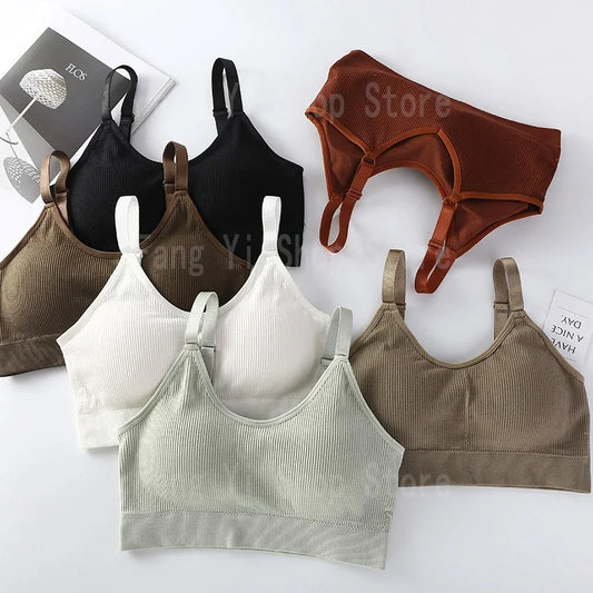 Women's seamless bra Full Cup Breathable bra Breathable comfort Sleep bra Running Fitness Sports bra Suspenders